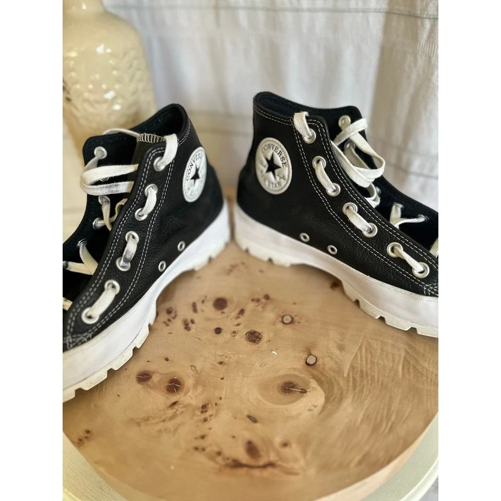 Converse Chuck Taylor AllStar Lugged Leather Sneakers Women's 6.5 Black High Top